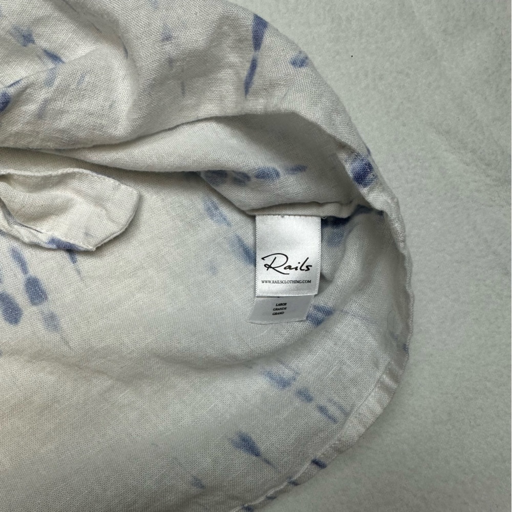 Rails Thea Tie-Hem Linen Blouse Linen Blend Size Large - Picture 7 of 11